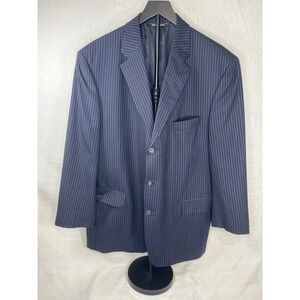 Jack Victor Saks Fifth Avenue Mens Navy Pinstripe Blazer Jacket Size‎ 46R